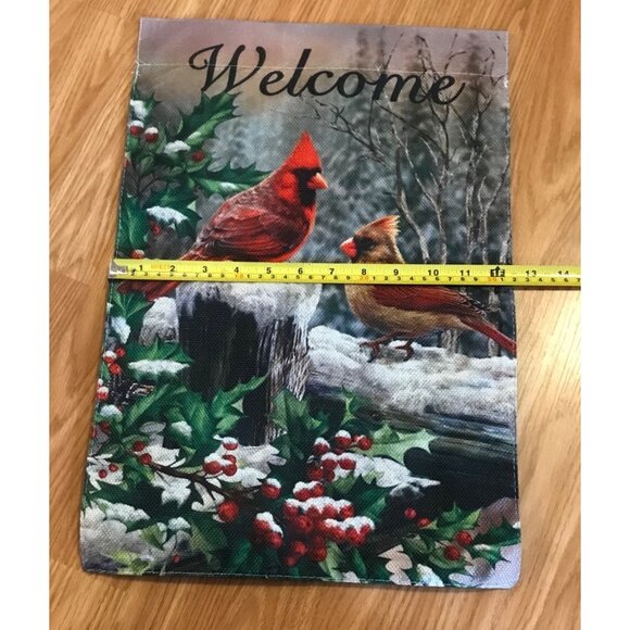 Cardinal Birds Welcome Garden Flag 12"x18" Outdoor Decor Holiday Yard Banner - Picture 6 of 6
